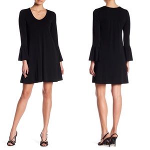 Karen Kane long bell sleeve fit and flare dress